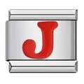 Red enamel initial letter J stainless steel Italian charm link for DIY modular bracelets - Red Letter J