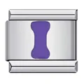 Italian modular charm link in stainless steel with purple letter I for DIY bracelets - Letter I (Y126)