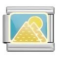 Italian charm module with enamel pyramid and sun design in stainless steel for DIY bracelets - Pyramid and Sun (FZ08)