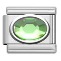 Stainless steel modular charm link with oval green faceted crystal for DIY bracelets - Light Green Oval Stone Charm (TY03)