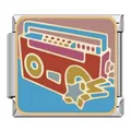 Módulo de abalorio italiano con radio vintage en acero de titanio para pulsera DIY - Serie de Instrumentos - Radio (LQ08)