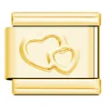 Gold stainless steel modular charm featuring interlocking hearts for DIY charm bracelets - Gold Double Hearts 6