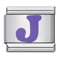 Italian charm bracelet module in stainless steel with a purple initial letter J - Letter J (Y127)