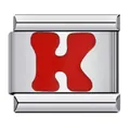 Premium stainless steel Italian charm link featuring a bold red enamel letter K design - Red Letter K