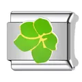 Customizable Italian charm bracelet link featuring a vibrant green flower petal design - Green Floral Link (HB10)