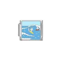 Eslabón modular para pulsera italiana DIY con diseño de surf en esmalte azul océano - Surf Doble (HY09)