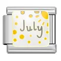 Stainless steel Italian charm bracelet link with July month and sun pattern design - July Charm Module