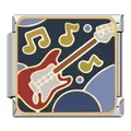 Eslabón de charm italiano de guitarra eléctrica con notas para pulsera modular - Serie de Instrumentos - Guitarra (LQ10)