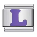 Premium stainless steel Italian charm link featuring a vibrant purple letter L for DIY bracelets - Letter L (Y129)