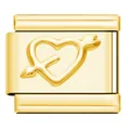 Gold stainless steel modular charm with cupid arrow heart design for DIY bracelets - Gold Heart with Arrow 8
