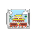 City landmark stainless steel Italian charm with palace gate enamel design for DIY bracelet - Tiananmen Style (DB08) / Steel