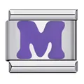 Stainless steel Italian charm link with a vibrant purple letter M design for DIY bracelets - Letter M (Y130)