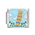 Stainless steel modular bracelet charm featuring Italy Leaning Tower of Pisa landmark - Leaning Tower of Pisa Style (DB09) / Steel
