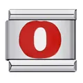 Modular stainless steel Italian charm link featuring a bold red letter O for DIY jewelry - Red Letter O