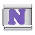 Purple enamel letter N Italian charm link for DIY stainless steel bracelets - Letter N (Y131)