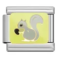 Cute enamel squirrel charm for DIY stainless steel modular bracelets with yellow background - Squirrel Style (DW05) / DW05 Squirrel