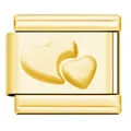 Gold stainless steel modular charm with double heart embossed design for DIY bracelets - Gold Double Convex Hearts 10