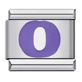 Stainless steel modular link charm for Italian bracelet featuring a purple letter O - Letter O (Y132)