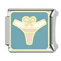 Close-up of Italian charm bracelet link with cute blue bikini and bow design - White Swimsuit Pink Bow Module (YY04)