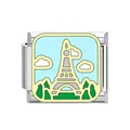 Premium stainless steel Eiffel Tower Italian link charm for custom modular DIY bracelet - Eiffel Tower Style (DB10) / Steel