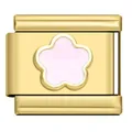 Gold stainless steel modular charm with pink flower detail for DIY Italian charm bracelets - Gold Five-Petal Flower 11