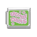 Maillon charm italien avec fond vert et texte rose Dumb Days pour bracelets personnalisés - Style Y2K (DUMB DAYS) (#11)
