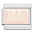 Stainless steel Italian charm modular link featuring pink enamel with DAD engraving - DAD Family Theme Link (YW08)
