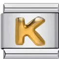Italienisches Armband-Element aus Edelstahl mit goldenem Anfangsbuchstaben K Design - Buchstabe K(K11)