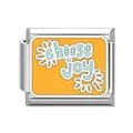 Maillon de bracelet italien avec fond orange et lettrage cartoon 'choose joy' - Slogan Joie (choose joy) (#15)