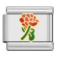 Close-up of a stainless steel modular charm with a red rose enamel design for bracelets. - Red Rose Flower (HD04)