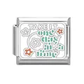 Maillon de charme italien en acier inoxydable avec citation One Day at a Time et fleurs - Slogan Inspirant (TAKE IT ONE DAY AT A TIME) (#7)