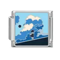 Italian modular bracelet charm featuring a scenic anime girl and blue sky enamel design - Girl Looking at the Sky Pattern (HK15)