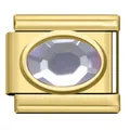 Gouden Italiaanse bedel met ovaal kristal voor DIY armbanden van roestvrij staal - Transparante Edelsteen Link (DY07)