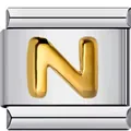 Italienisches Charm-Glied aus Edelstahl mit vergoldetem Buchstaben N für DIY-Armbänder. - Buchstabe N(N14)