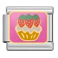 Charm modulare italiano torta alle fragole per bracciali fai da te in acciaio inossidabile - Stile Torta alla Fragola (LS13)