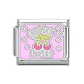 Elemento per bracciale italiano rosa con ciliegie e scritta 'Life is so Sweet' - Vita Ciliegia (LIFE IS SWEET) (#3)