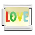 Stainless steel Italian charm module with a colorful LOVE enamel design for DIY jewelry bracelets - Colorful LOVE Letter Module (YW12)