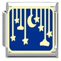 Vintage blue starry sky modular Italian charm link for DIY bracelet customization - Vertical Lines Starry Sky (YK11) / Blue/Steel