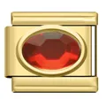 Gouden Italiaanse modulaire charm met ovale rode kristal voor DIY-armbanden sieraden - Rode Edelsteen Link (DY08)