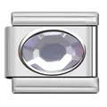 Silver stainless steel modular charm with an oval purple gem for DIY jewelry - Purple Oval Stone Charm (TY08)