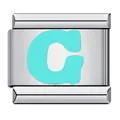 Light turquoise letter C initial Italian charm link for stainless steel modular bracelets - Letter G(G07)