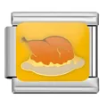Charm modulare italiano con disegno di tacchino arrosto su sfondo giallo - Stile Pollo Arrosto (LS15)