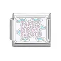 Maillon de charme italien en acier avec motif Take a Deep Breath rose - Slogan Respiration (TAKE A DEEP BREATH) (#14)