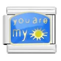 Italian modular stainless steel charm with 'You are my sun' enamel design - You Are My Sunshine Module (YW14)