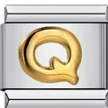 Italienisches Armband-Modul aus Edelstahl mit dem goldfarbenem Anfangsbuchstaben Q - Buchstabe Q(Q17)
