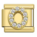 Gold-plated stainless steel modular bracelet charm featuring a sparkling letter O design - Letter O Charm (O15)