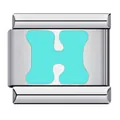 Stainless steel Italian charm link with mint green enamel letter H - Letter H(H08)