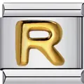 Goldener Buchstabe R Anhänger für DIY italienische Modularmbänder aus Edelstahl - Buchstabe R(R18)
