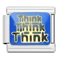 Blue enamel Italian modular charm with Think Think Think typography. - Think Letter Module (YW16)