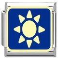 Italian style stainless steel modular bracelet charm with yellow sun on blue background - Sun Starburst Module (YK15) / Blue/Steel